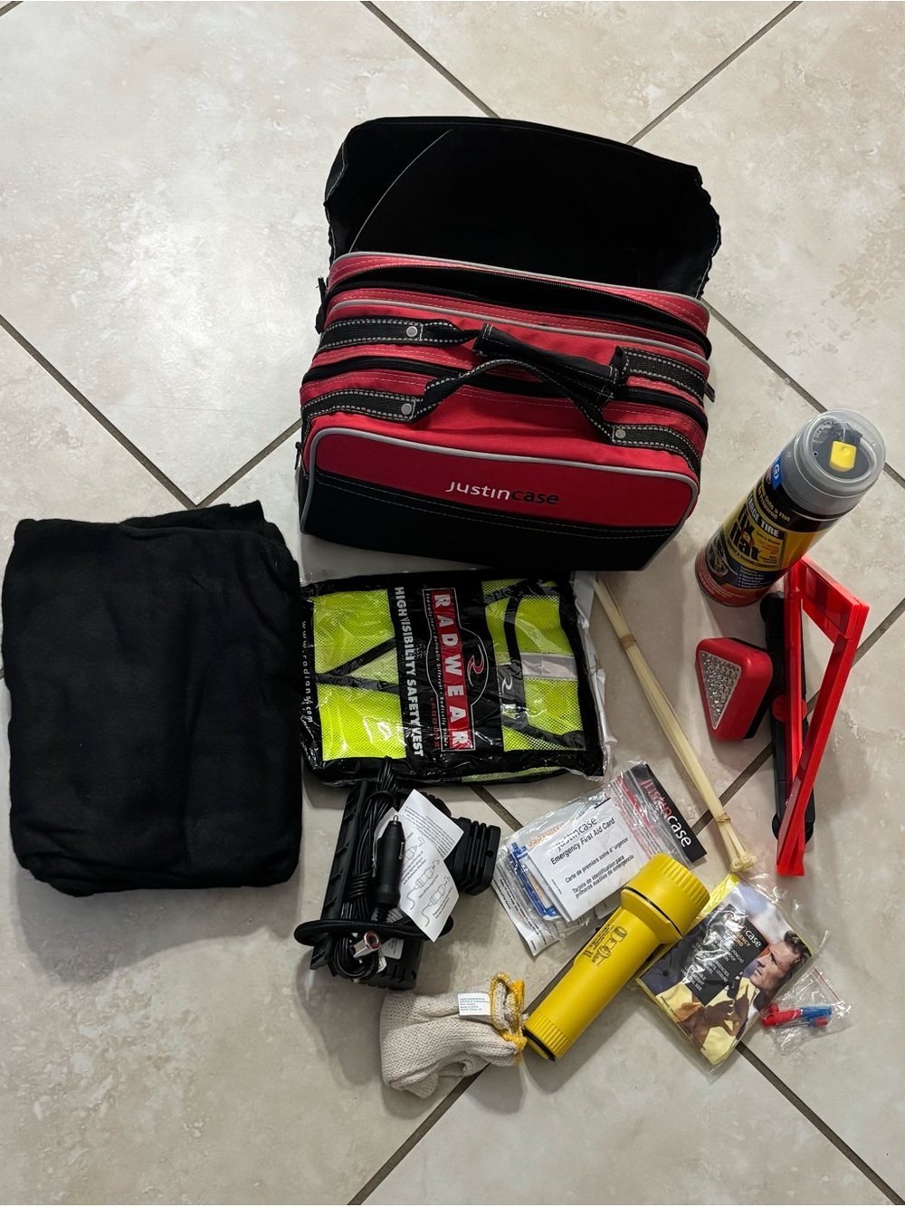Red and Black Multi-Compartment Storage Organizer Bag